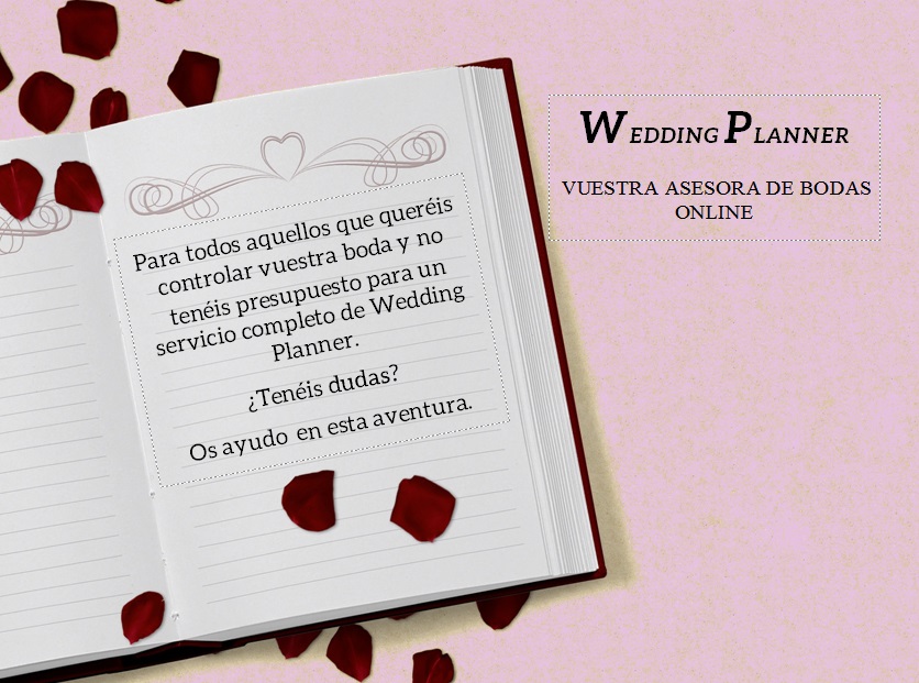 Diario abierto con mensaje. Tu Wedding planner Online.